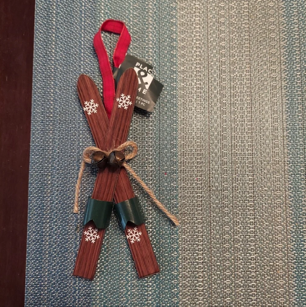 Wooden Snow Skis Ornament & Bag Charm 6